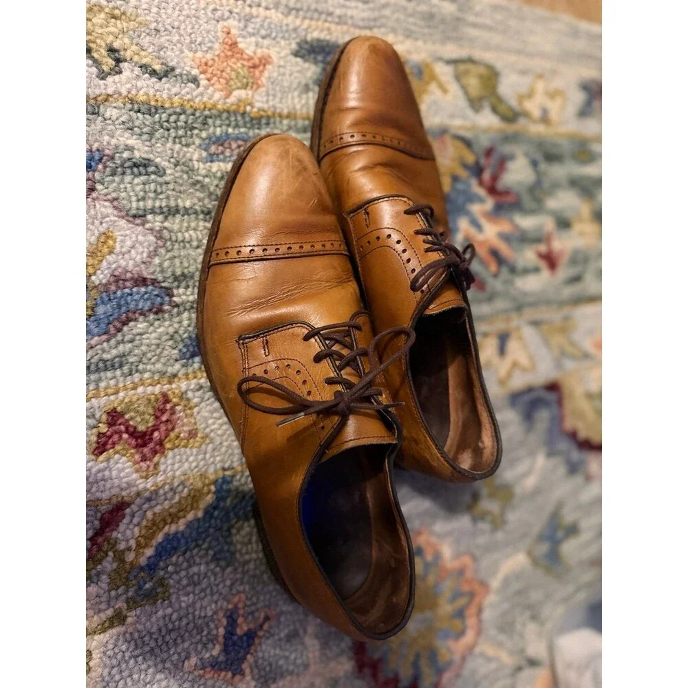 Allen Edmonds Park Avenue Men's Brown Leather Cap Toe Oxford Dress Shoes 11 D